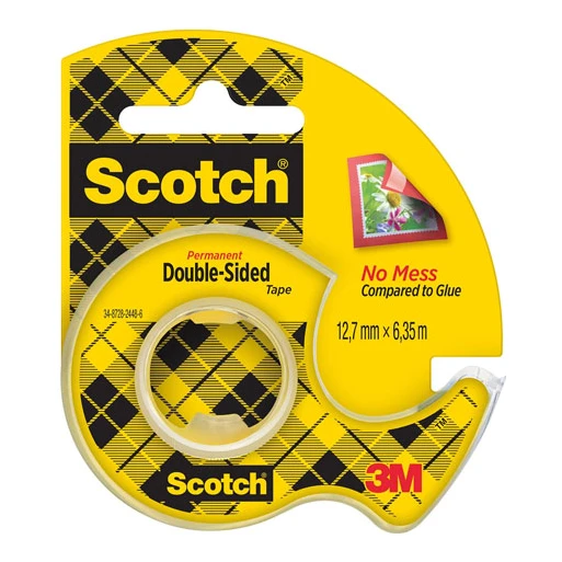 Scotch dubbelzijdig tape 12,7 mm x 6,35 m op dispenser