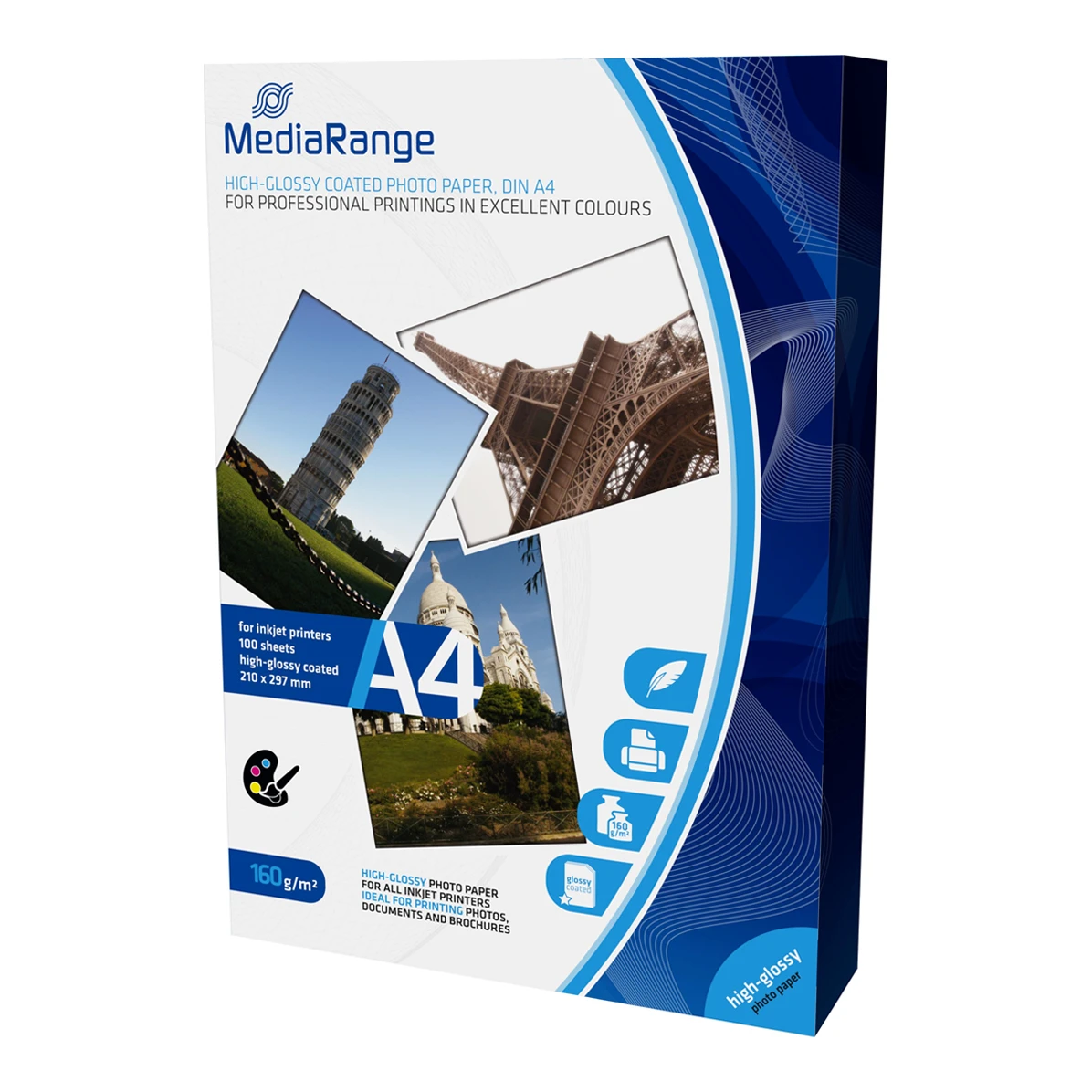 MediaRange hoogglans A4 (210x297mm) inkjet fotopapier 100 vellen 160 gr/m²