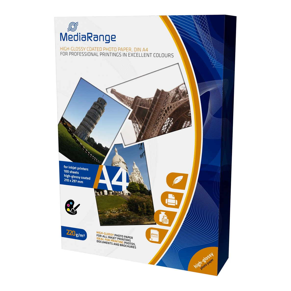 MediaRange hoogglans A4 (210x297mm) inkjet fotopapier 100 vellen 220 gr/m²
