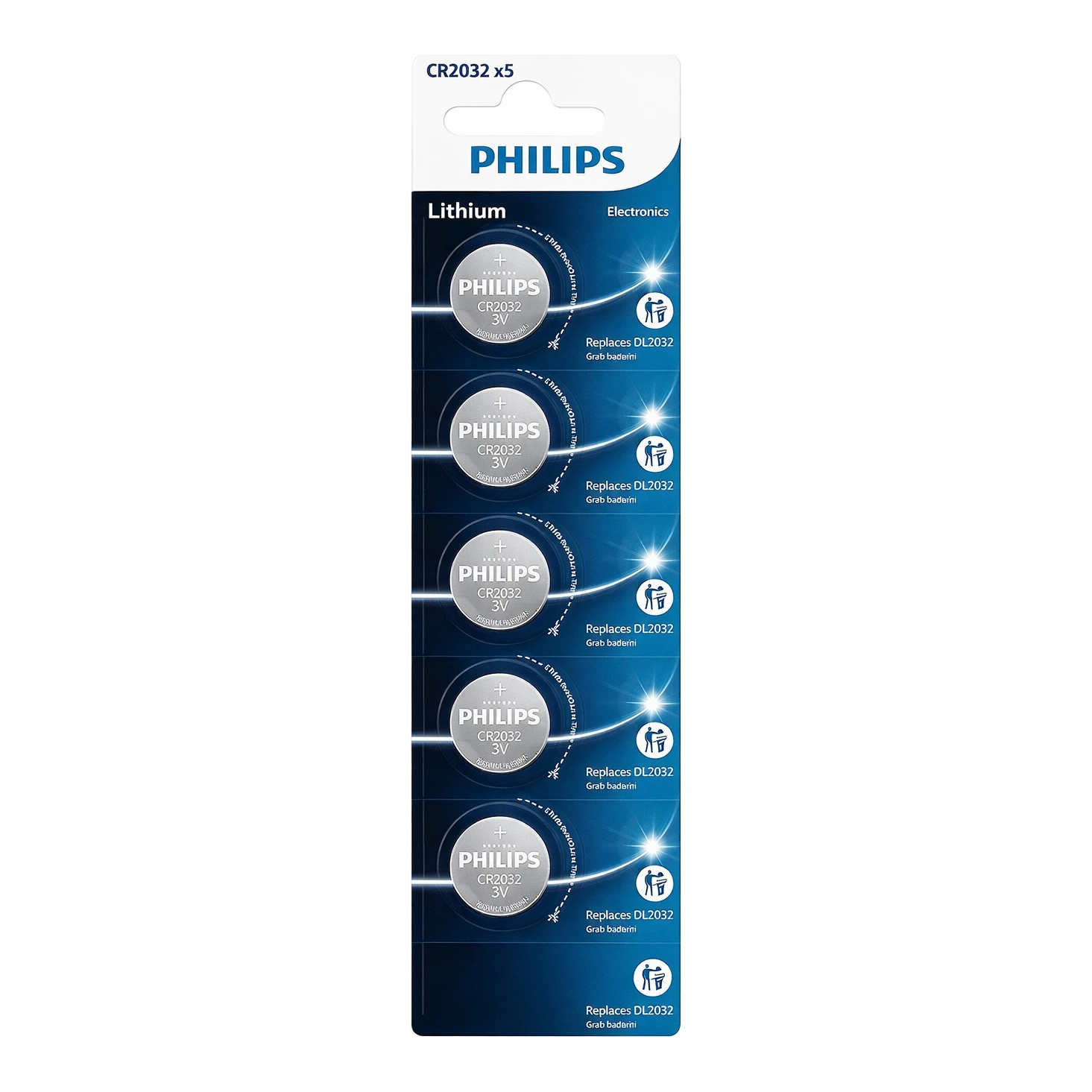 Philips CR2032 3V Lithium knoopcel batterijen 5-pack