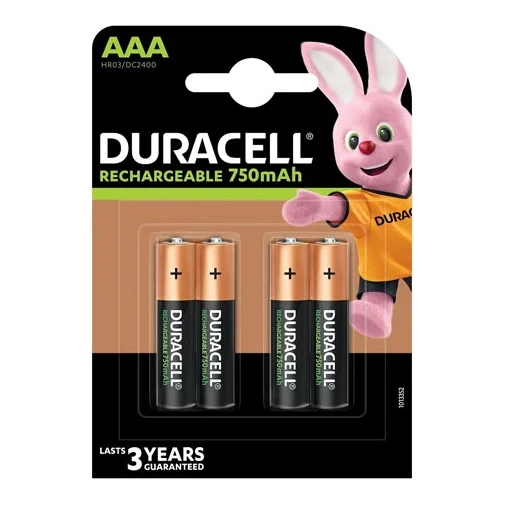 Duracell oplaadbare AAA batterijen 4-pack (750 mAh)