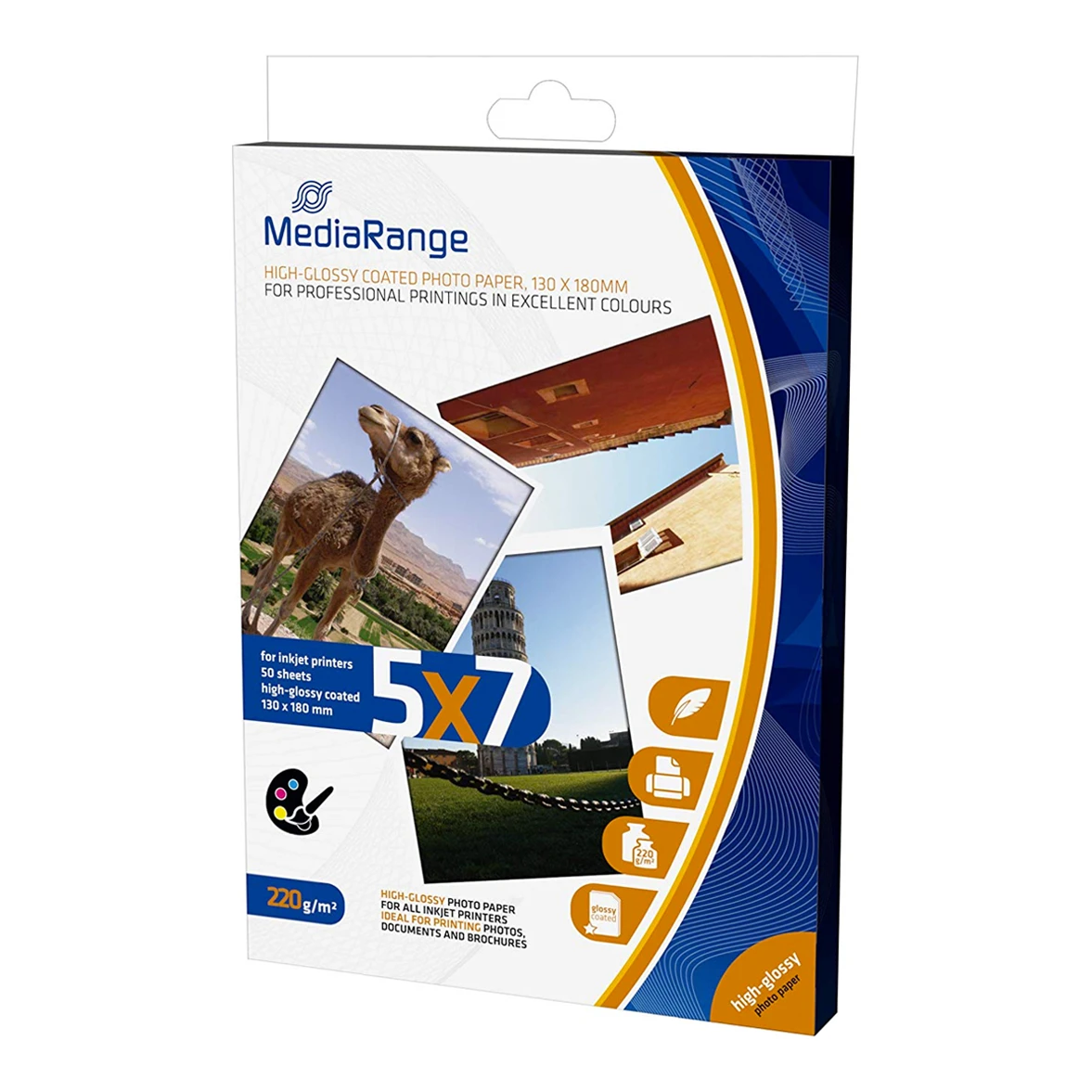 MediaRange hoogglans 130x180mm inkjet fotopapierkaarten 50 vellen 220 gr/m²
