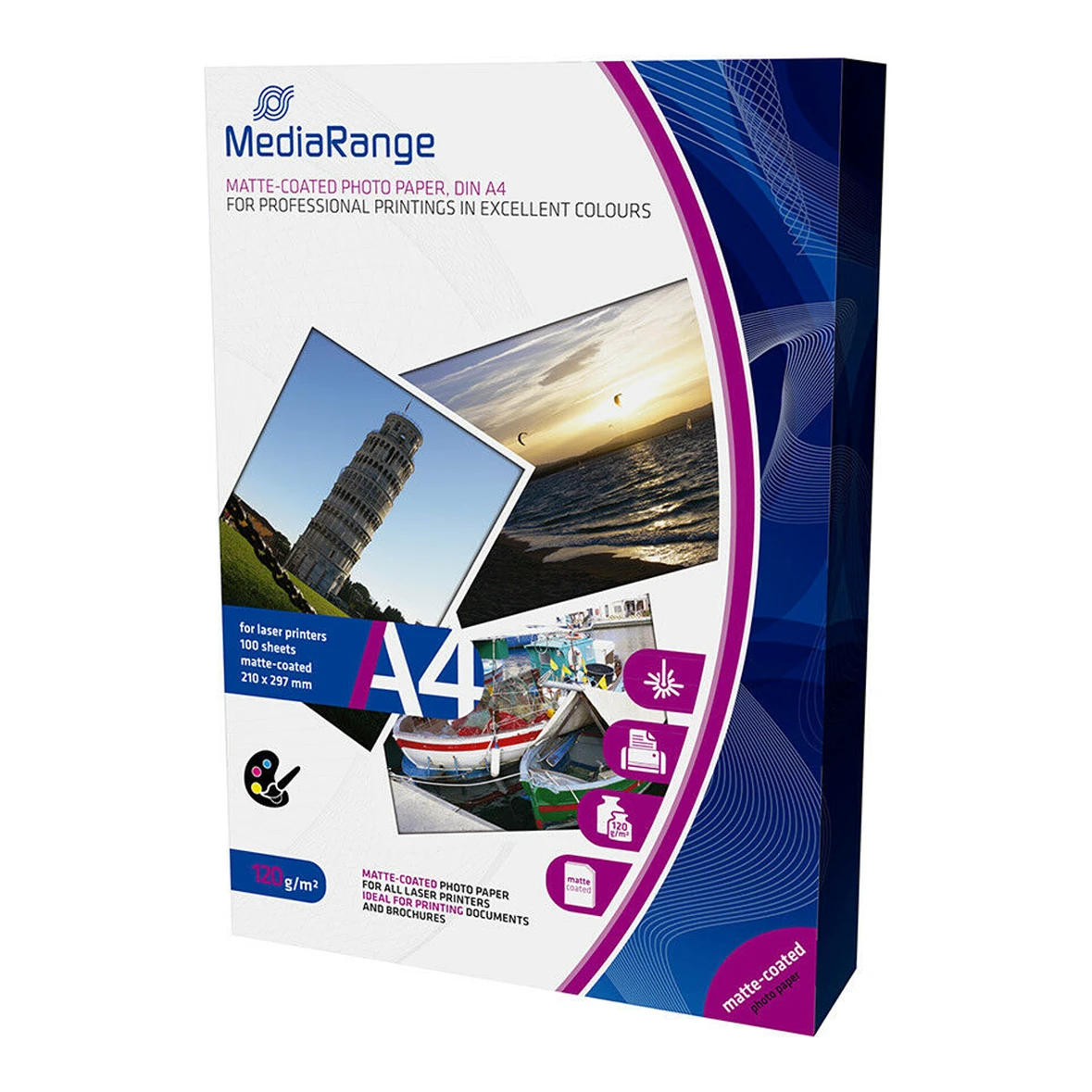 MediaRange mat A4 (210x297mm) laserjet fotopapier 100 vellen 120 gr/m²