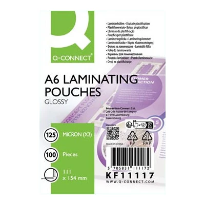 Q-connect glanzende A6 lamineerhoezen, 2 x 125 micron (100 stuks)