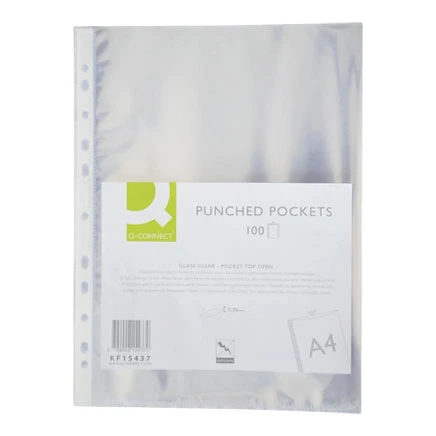 Q-connect A4 insteekhoezen, glashelder, 11-gaats, 75 micron (10 stuks)