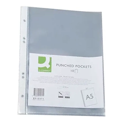 Q-connect A5 insteekhoezen, helder, 6-gaats, 100 micron (10 stuks)