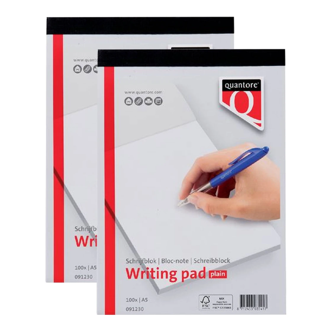 Quantore schrijfblok, A5, blanco, 60g/m² (2x100 vellen)