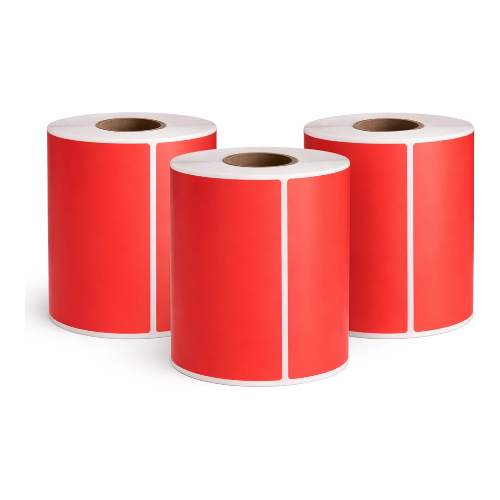 3x Zebra compatible PostNL verzendlabels rood, 102 mm x 152 mm