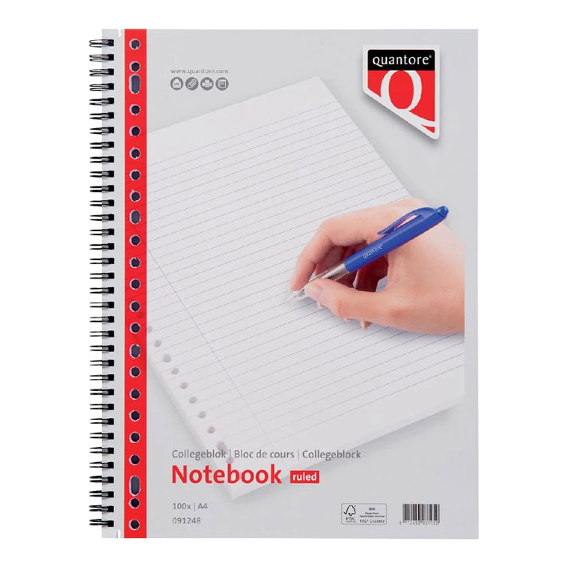 Quantore A4 collegeblok 23-gaats, gelinieerd, 70 gr/m² (100 vellen)