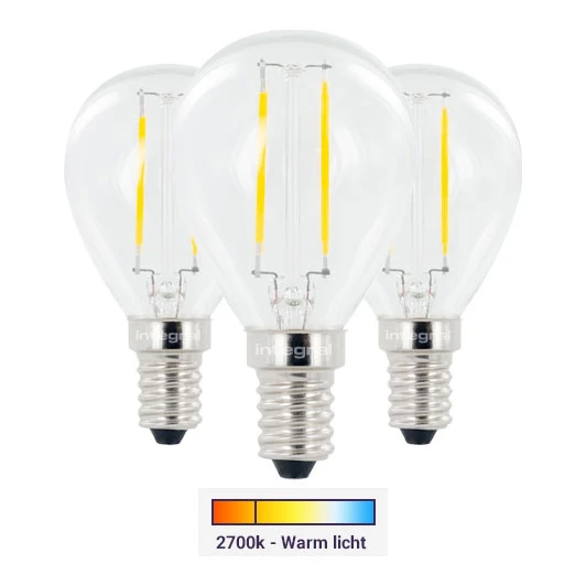 Integral Mini E14 LED Lamp | Kogel G45 | 2700K | 2W (25W) | 3 stuks