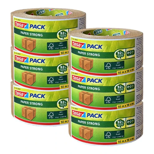 6x Tesa Eco verpakkingstape papier 50 mm x 50 m