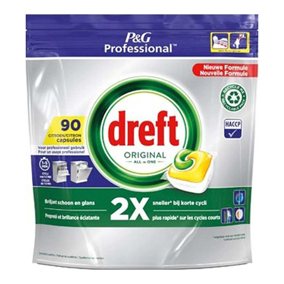 Dreft Professional All-in-One vaatwastabletten Lemon (90 tabs)