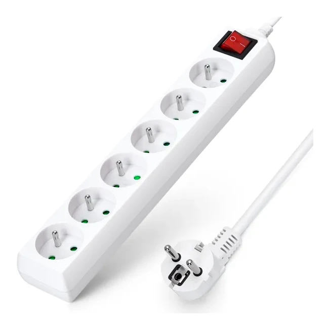 Stekkerdoos met 6 stopcontacten, schakelaar & kinderbeveiliging (3 m)