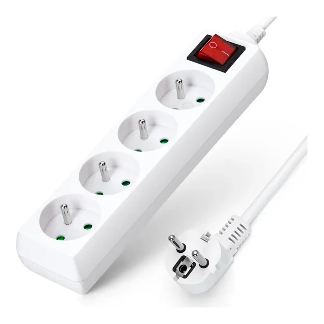 Stekkerdoos met 4 stopcontacten, schakelaar & kinderbeveiliging (1,5 m)