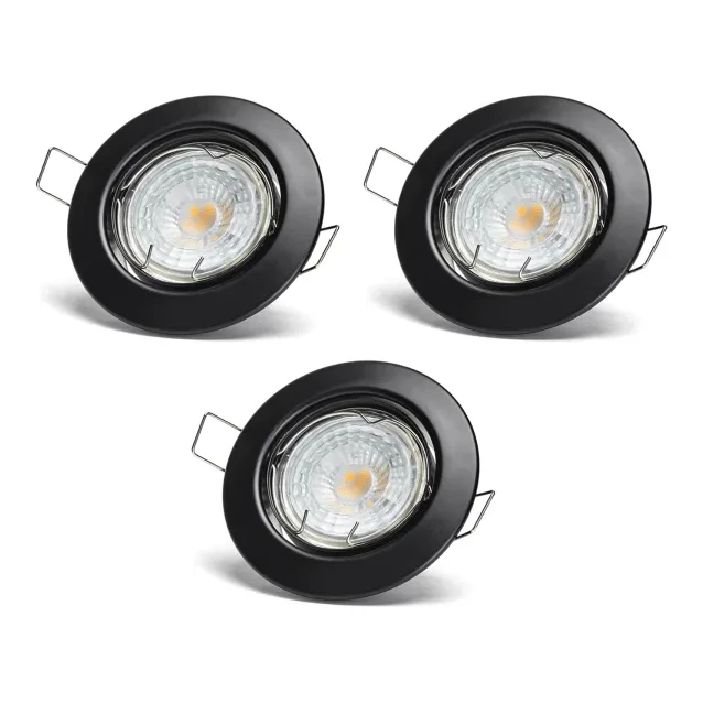 GU10 LED verstelbare spot | 3000K warm wit | 4,5W (50W) | zwart (3 stuks)