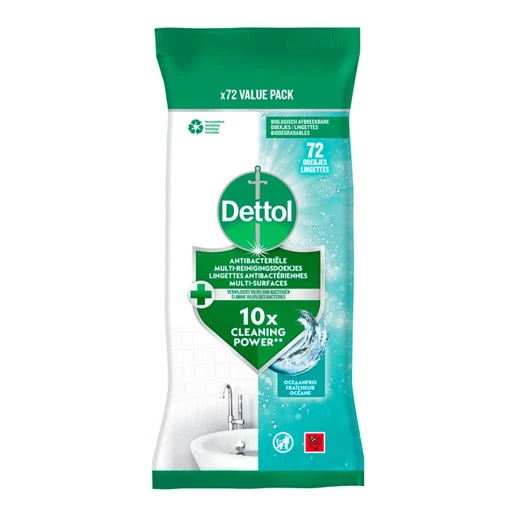 Dettol schoonmaakdoekjes oceaanfris (72 stuks)