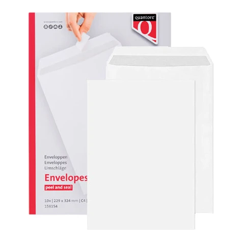 Quantore C4 akte enveloppen met zelfklevende strip, 229 x 324 mm (10 stuks)