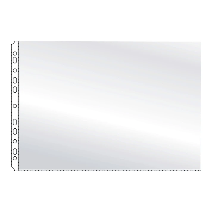 Quantore A3 insteekhoezen liggend, generfd, 11-gaats, 80 micron (10 stuks)