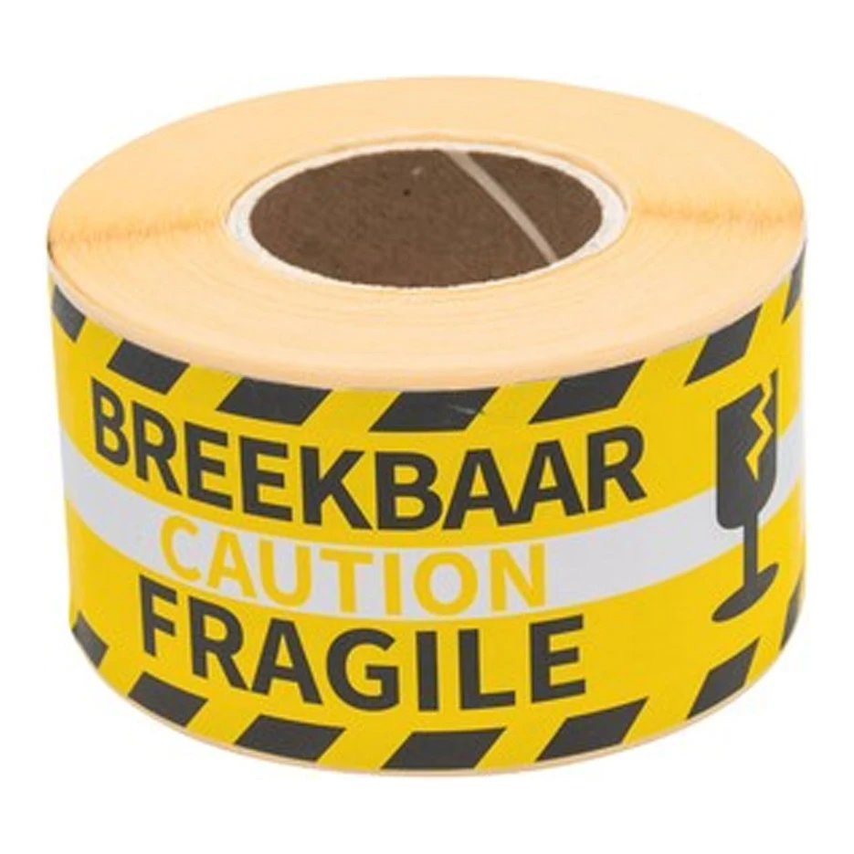 Rillprint waarschuwingsetiketten breekbaar / fragile (250 stuks)
