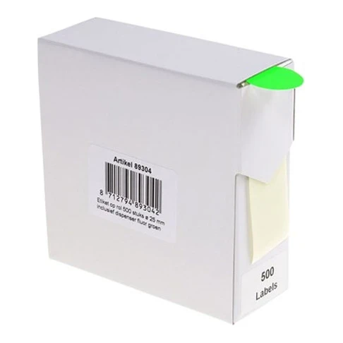 Rillprint markeringsstickers Ø25 mm fluor groen (500 stuks)