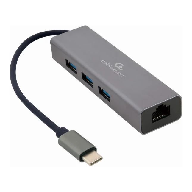 Gigabit USB-C hub naar 3x USB-A + RJ45 adapter (0,17 m)