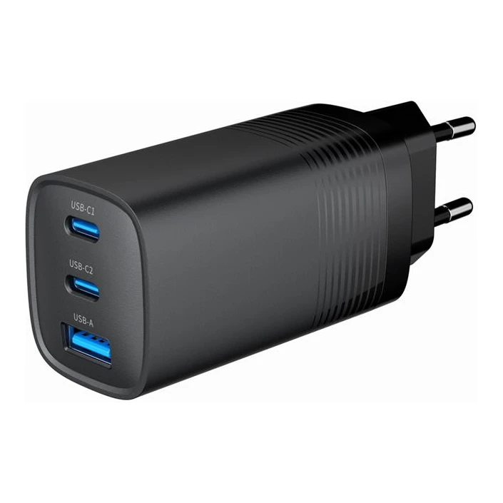Snellader 2x USB-C PD + USB-A QC3.0 zwart (67W)