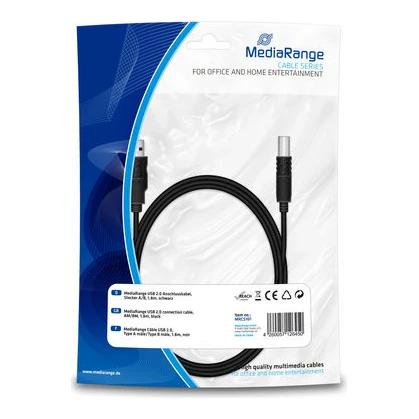 MediaRange USB printerkabel zwart (1,8 m)