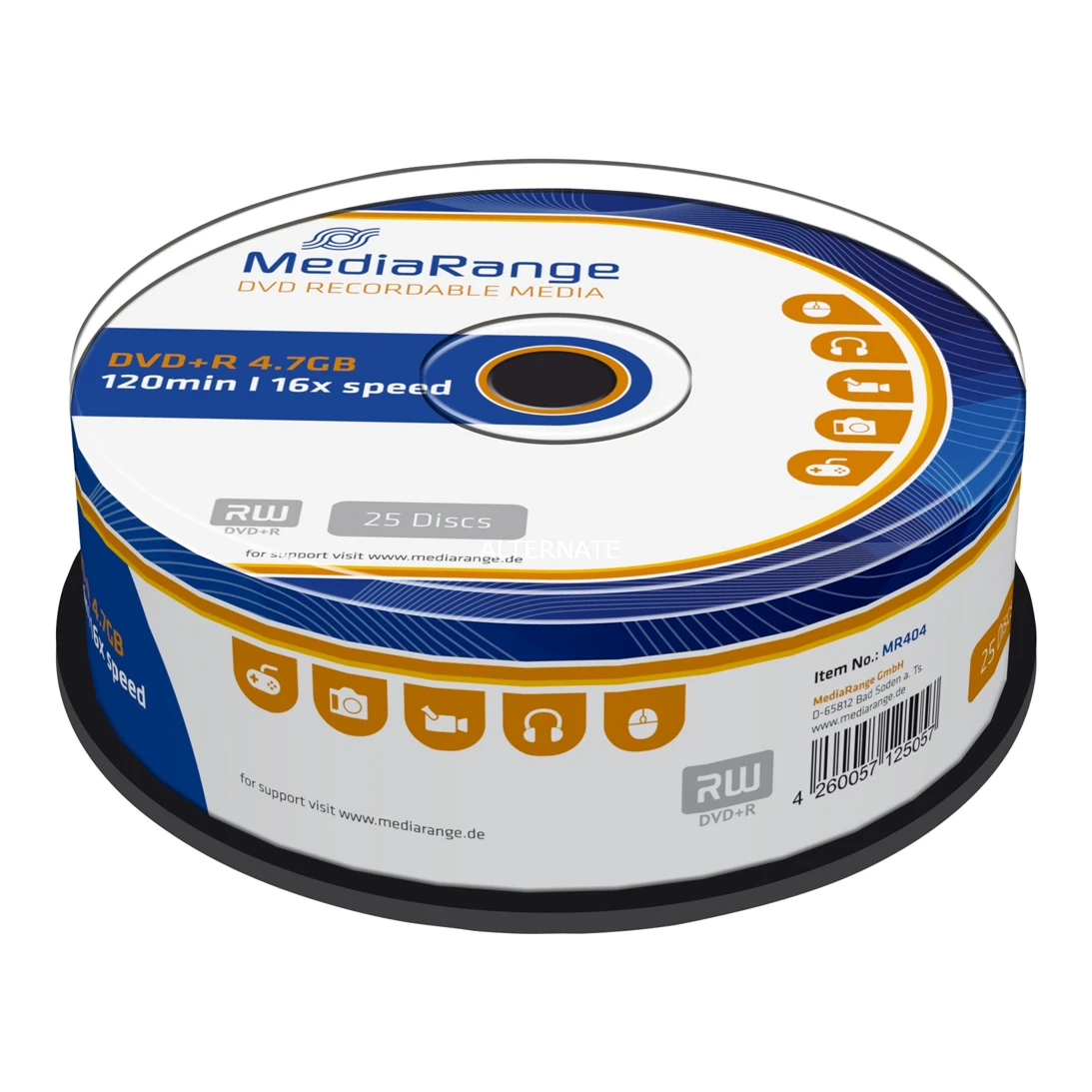 MediaRange DVD+R 4.7 GB Inkjet Printable 25 stuks
