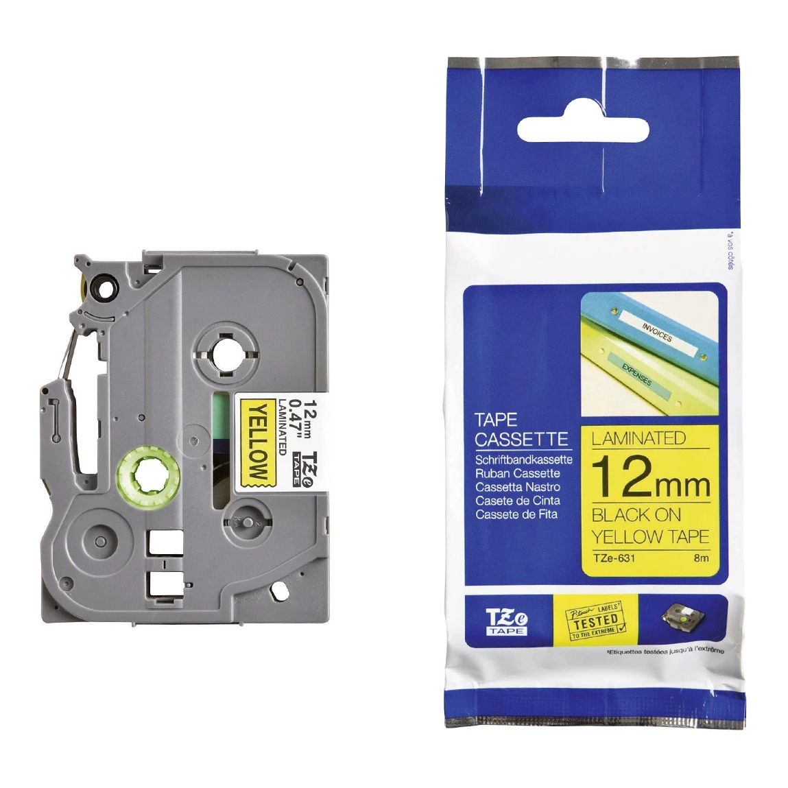 Huismerk Brother TZe-631 tape zwart op geel (12 mm)