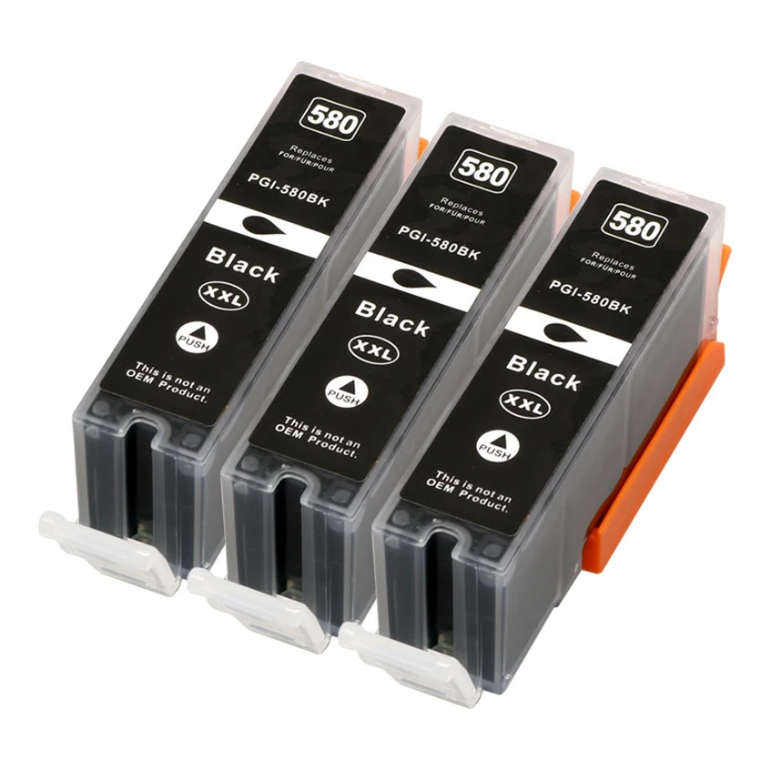 3x Huismerk Canon PGI-580PGBK XXL (1970C001) inktcartridges pigment zwart voordeelbundel