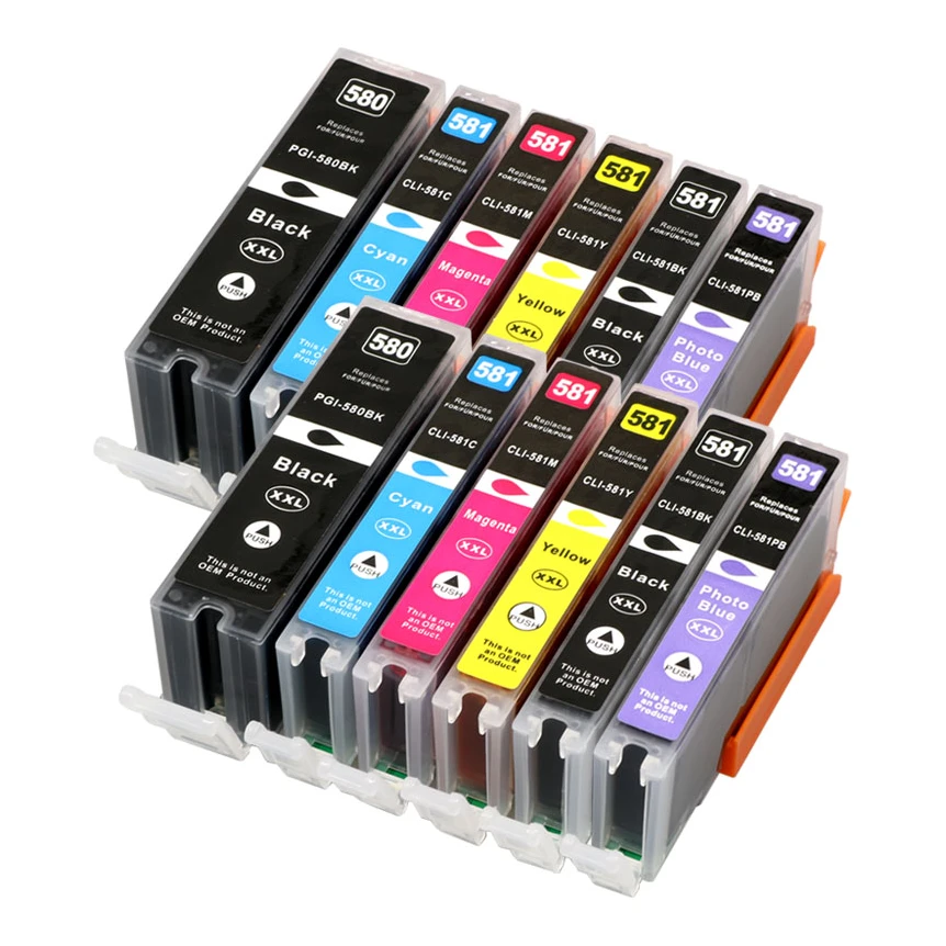 2x Huismerk Canon PGI-580 XXL + CLI-581 XXL inktcartridges voordeelbundel (6set)