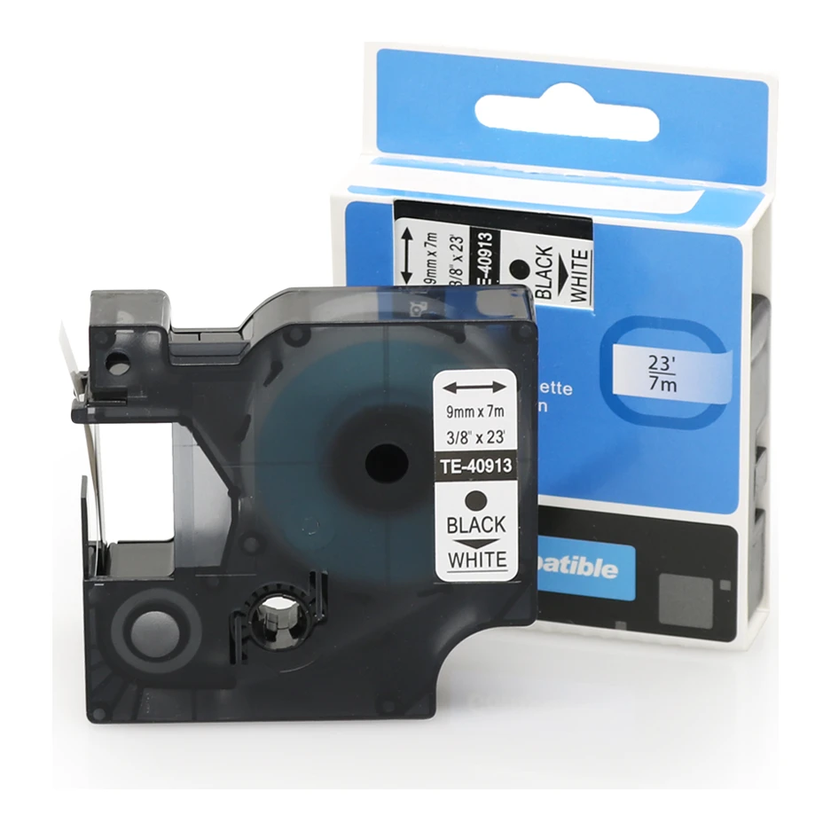 Huismerk Dymo 40913 (S0720680) tape zwart op wit (9 mm)