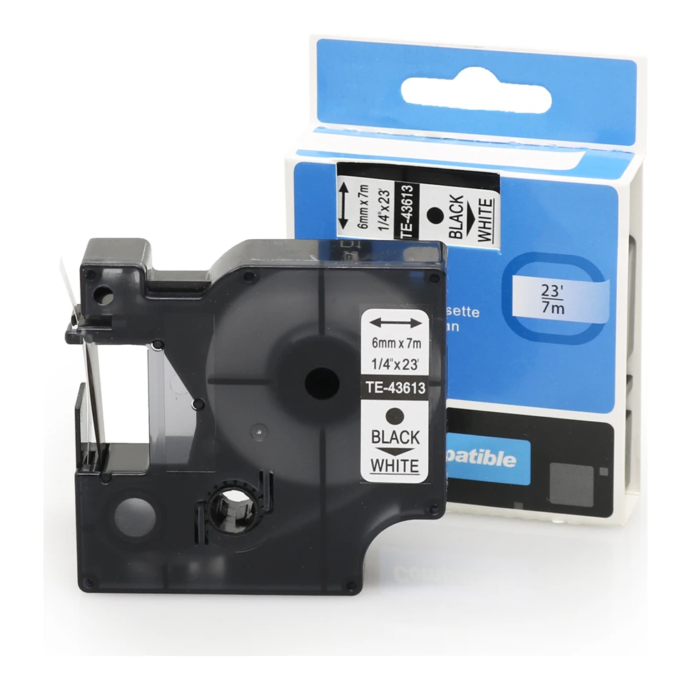 Huismerk Dymo 43613 (S0720780) tape zwart op wit (6 mm)