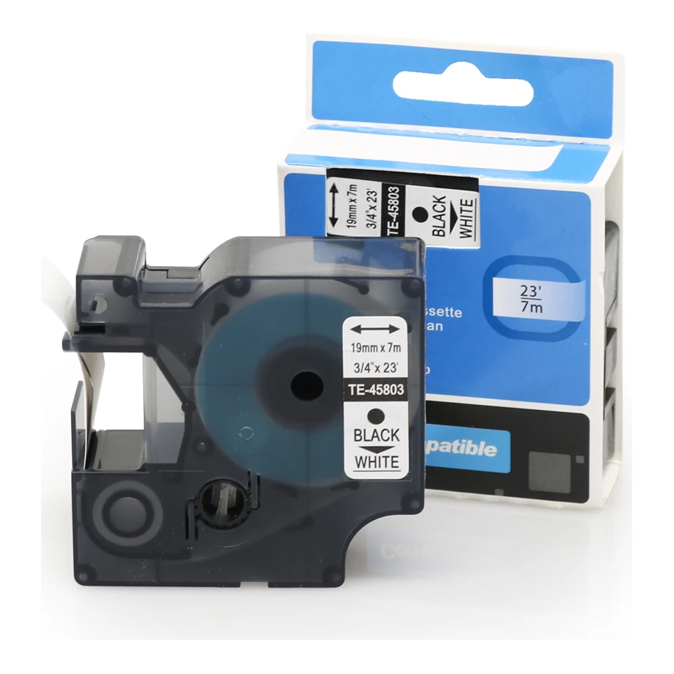 Huismerk Dymo 45803 (S0720830) tape zwart op wit (19 mm)