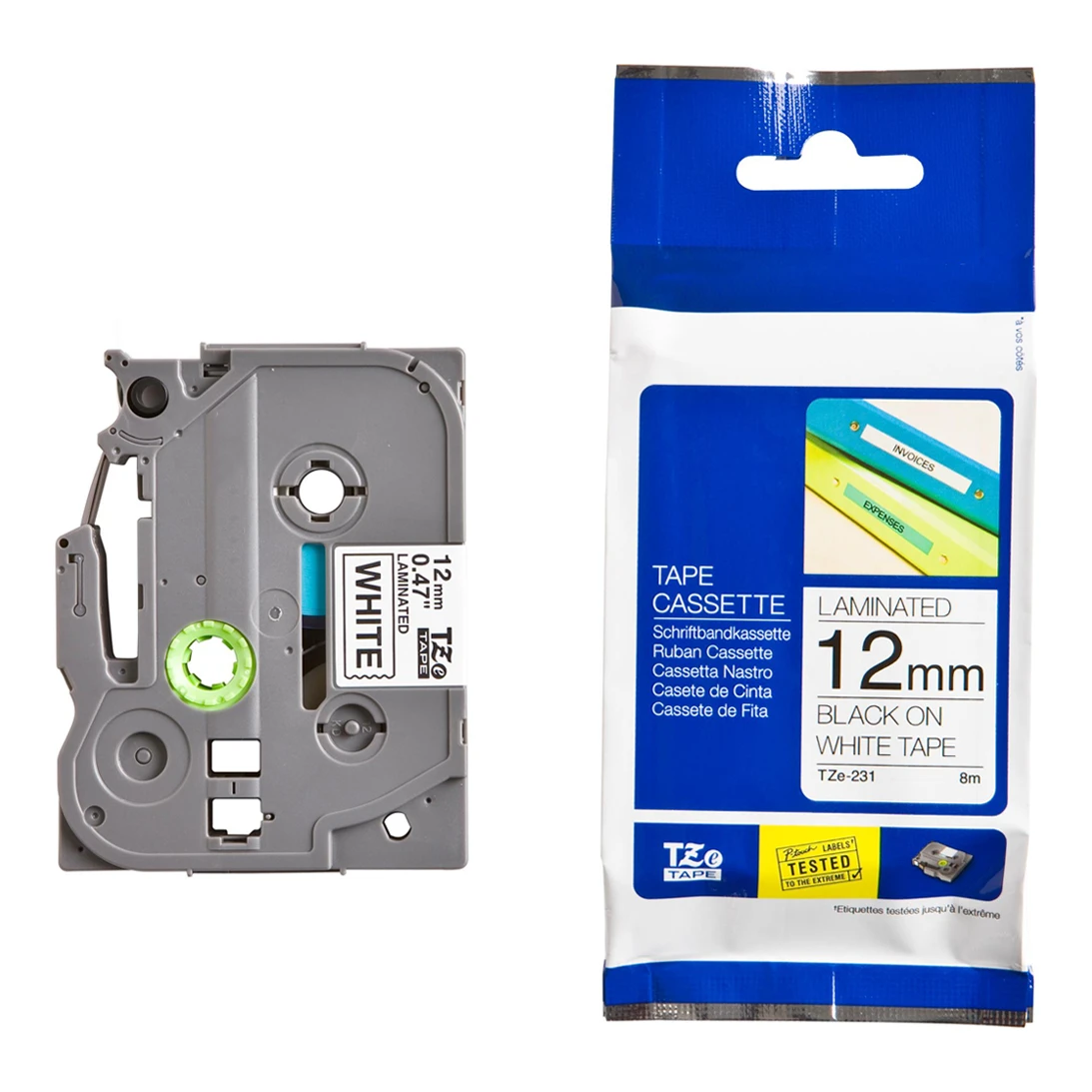 Huismerk Brother TZe-231 tape zwart op wit (12 mm)