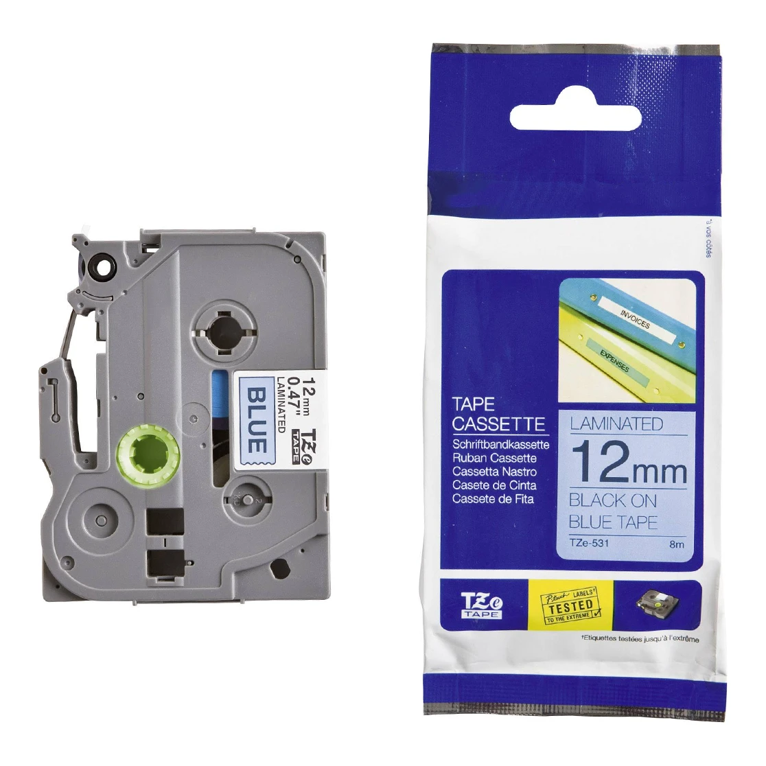 Huismerk Brother TZe-531 tape zwart op blauw (12 mm)