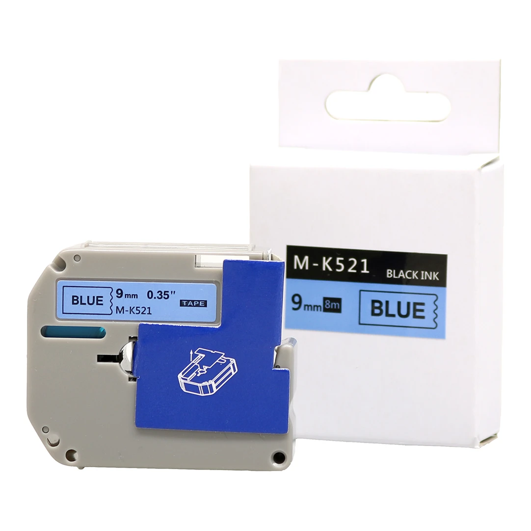 Huismerk Brother M-K521 tape zwart op blauw (9 mm)