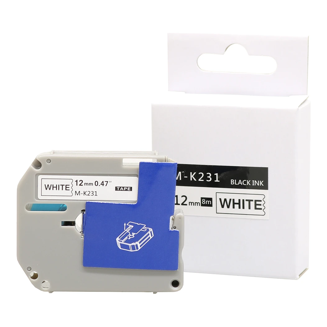 Huismerk Brother M-K231 tape zwart op wit (12 mm)