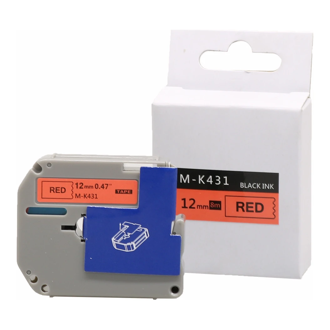 Huismerk Brother M-K431 tape zwart op rood (12 mm)