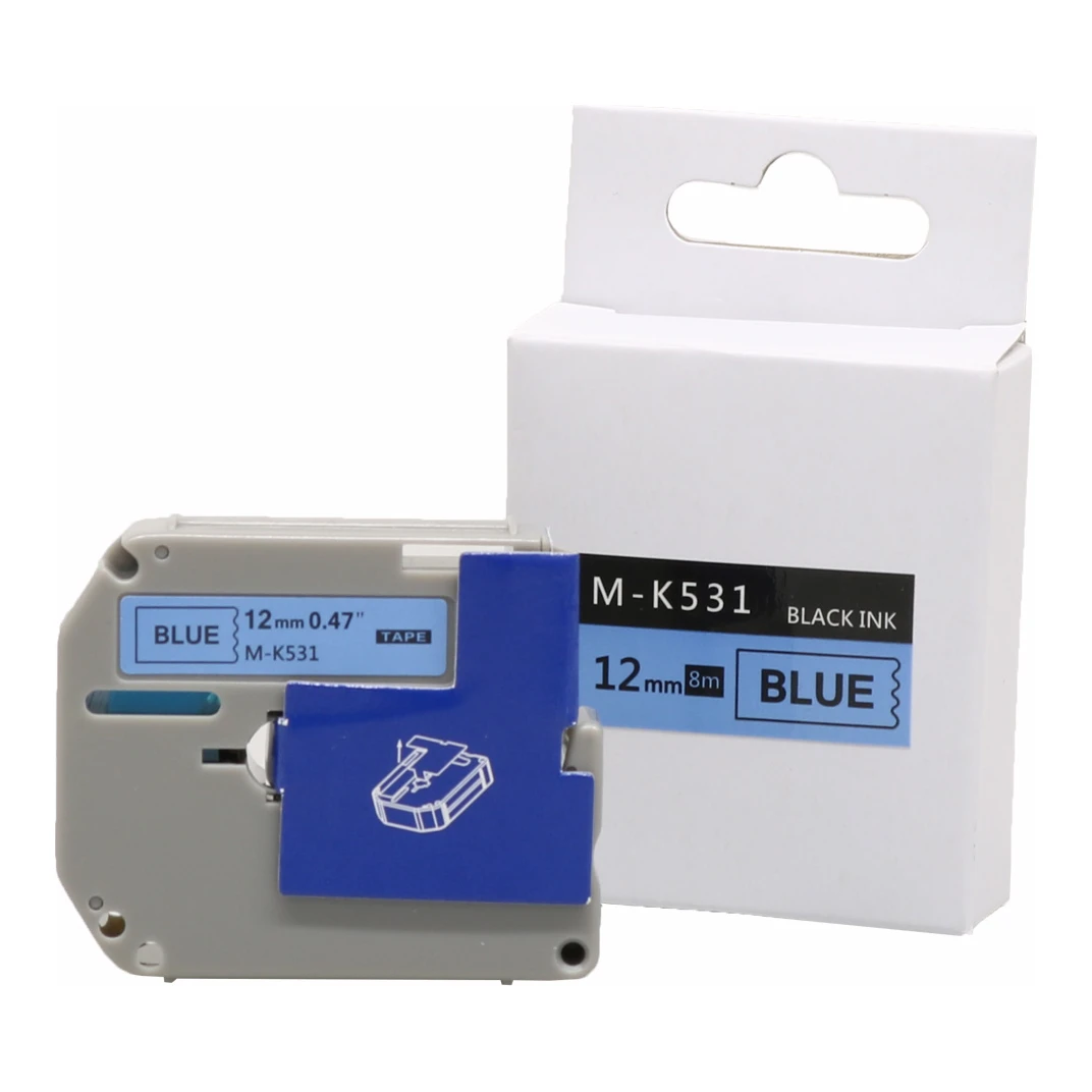 Huismerk Brother M-K531 tape zwart op blauw (12 mm)