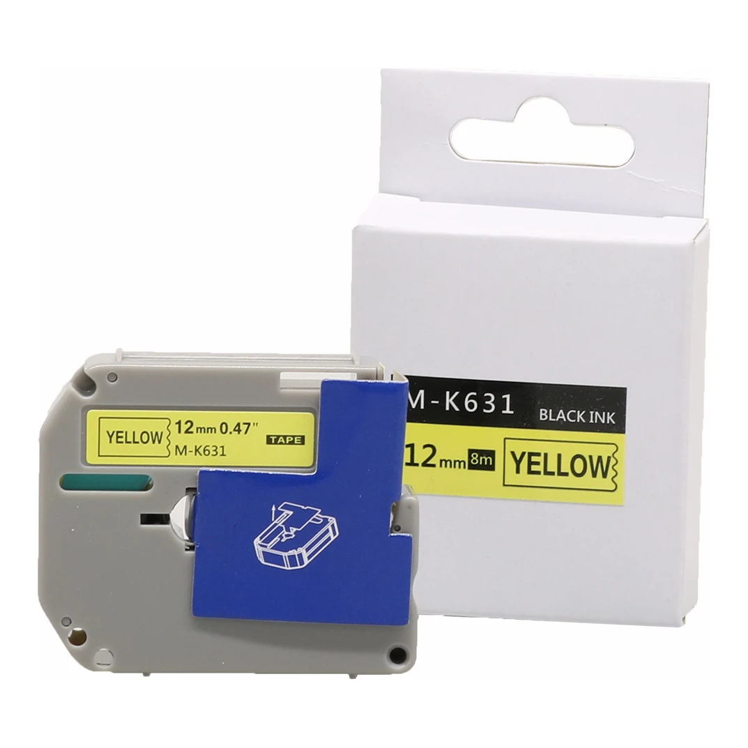 Huismerk Brother M-K631 tape zwart op geel (12 mm)