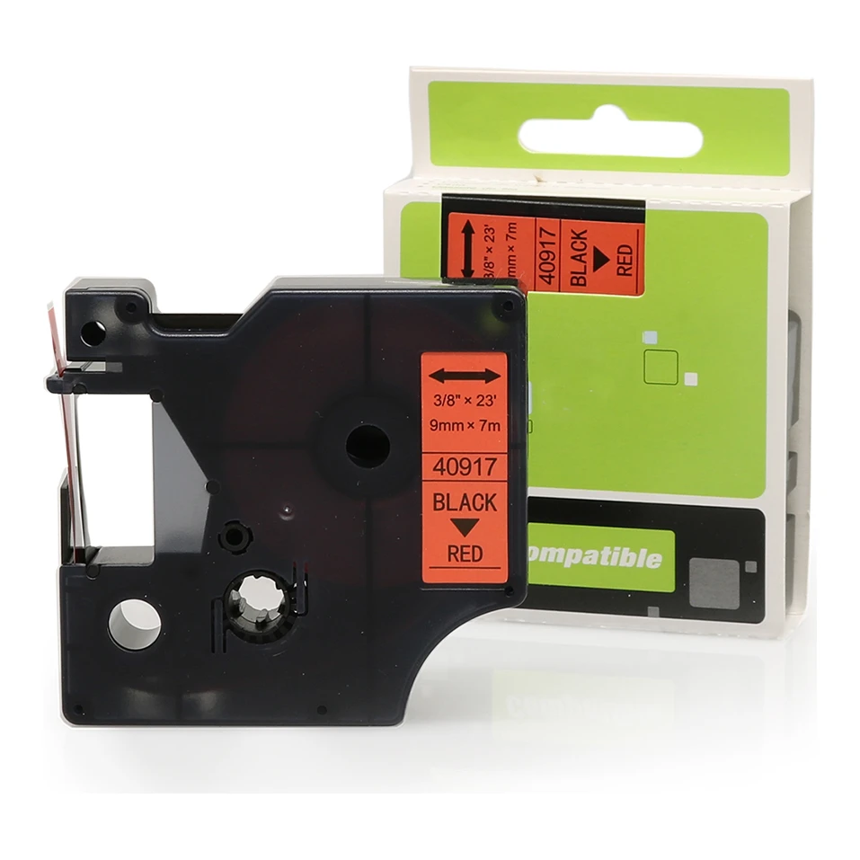 Huismerk Dymo 40917 (S0720720) tape zwart op rood (9 mm)
