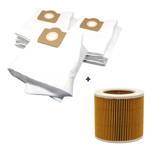 Kärcher 6.959-130.0 stofzuigerzakken 10 stuks & 6.414-552.0 patroonfilter (eigen merk)