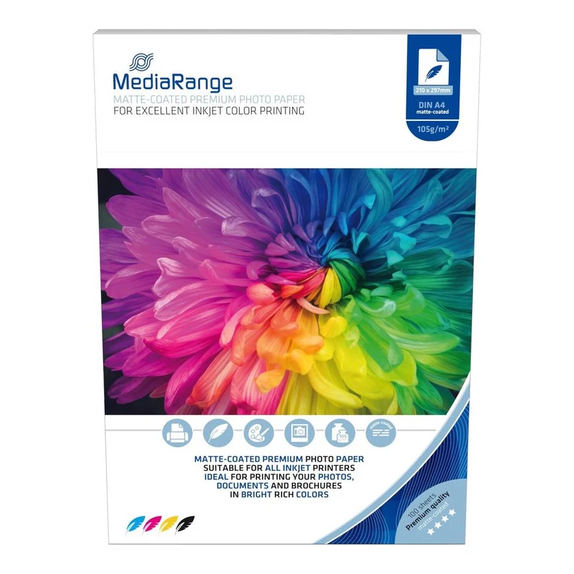 MediaRange mat A4 (210x297mm) inkjet fotopapier 100 vellen 105 gr/m²