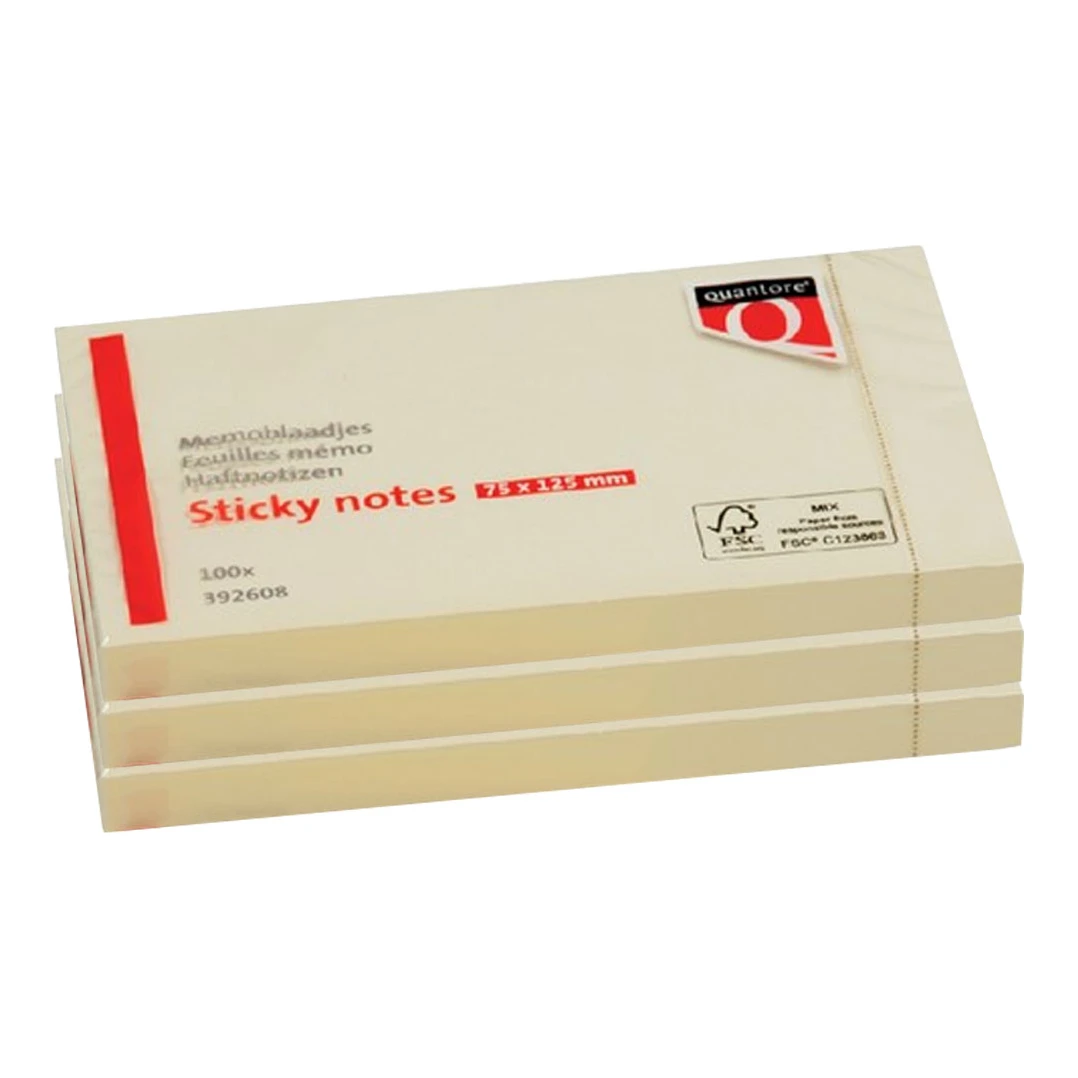 Quantore desk notes geel 76 x 127 mm (3x100 stuks)
