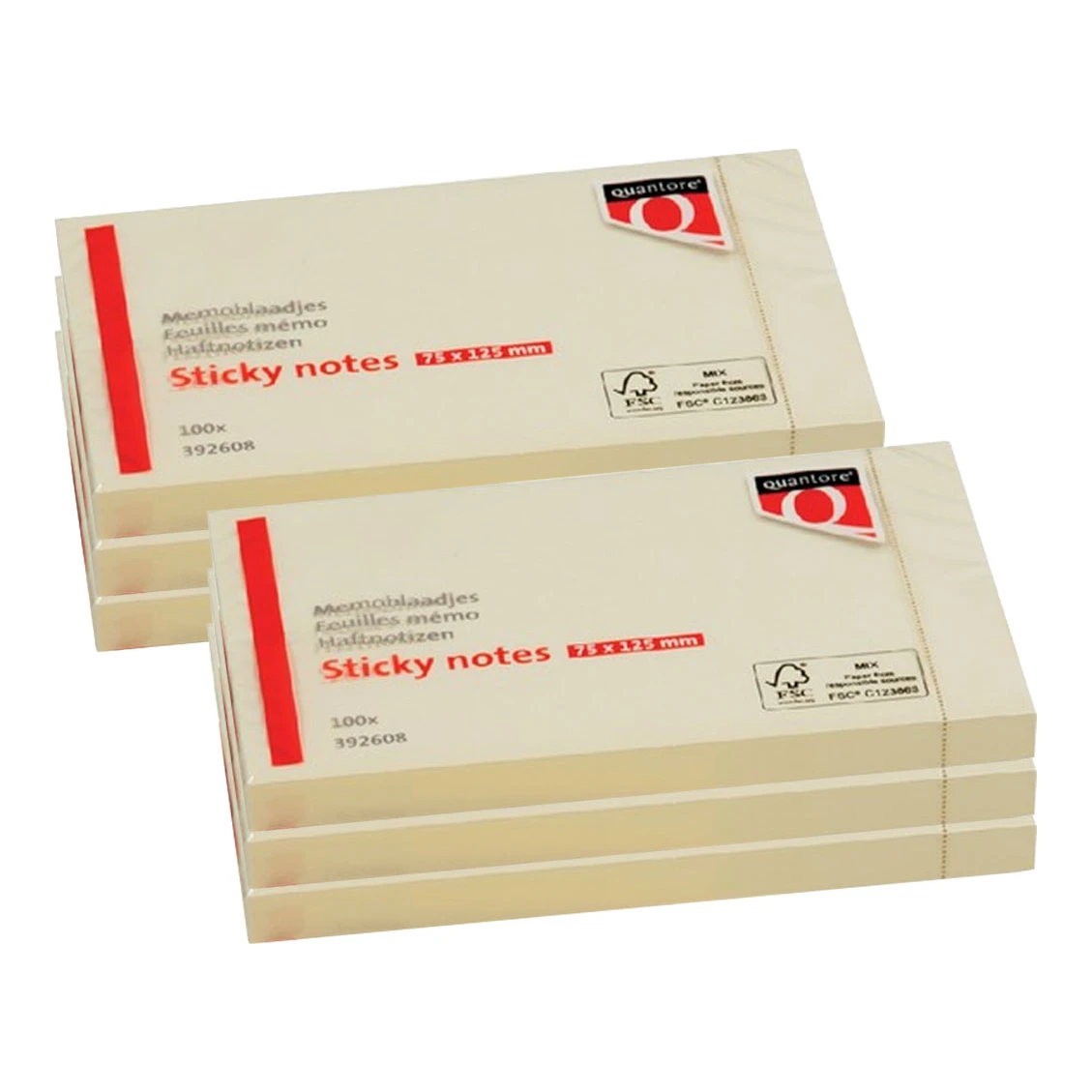 Quantore desk notes geel 76 x 127 mm (6x100 stuks)