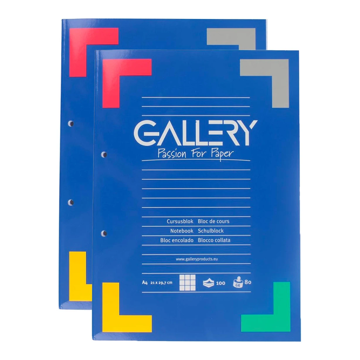 Gallery cursusblok, A4, geruit 5 mm, 80g/m² (2x100 vellen)