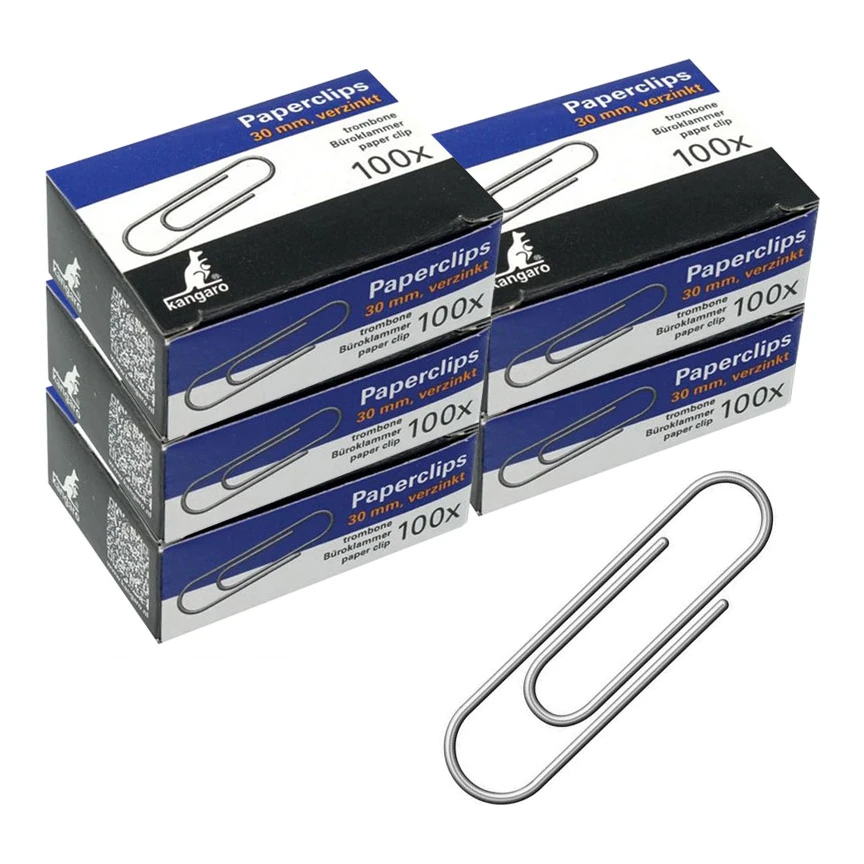 Kangaro paperclips rond, 30 mm, verzinkt (5x100 stuks)