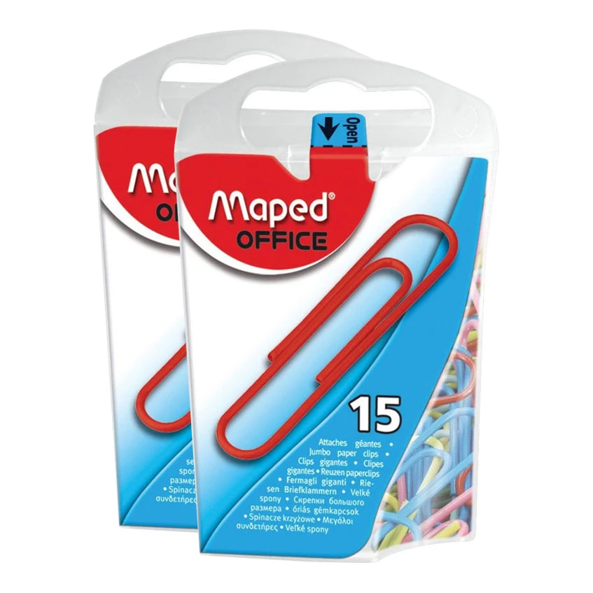 Maped paperclips rond, 50 mm, gekleurd (2x15 stuks)