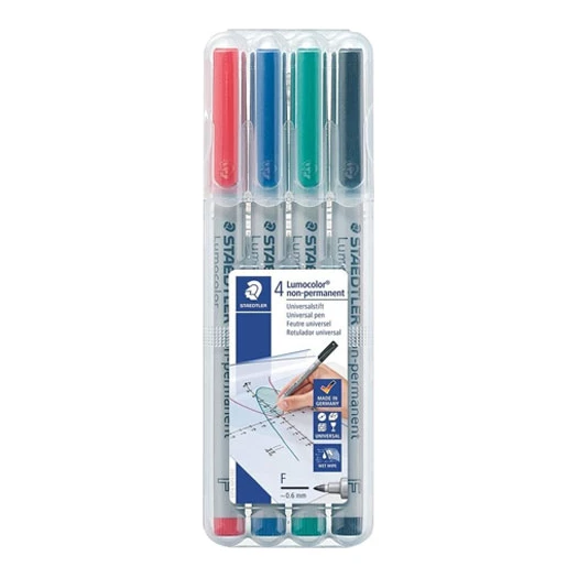 Set Staedtler OHP Lumocolor niet-permanent markers, gekleurd (zwart/rood/blauw/groen)